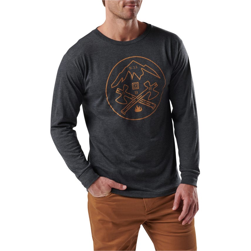 5.11 Tactical AXE MOUNTAIN Long Sleeve TEE - Charcoal Heather Small Gear Australia by G8