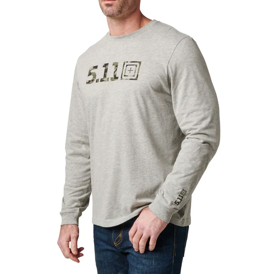 5.11 Tactical Camo Logo Fill Long Sleeve Tee Heather Grey 2XL Gear Australia by G8