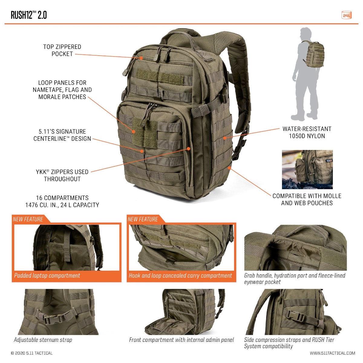 5.11 Tactical Rush 12 Backpack 2.0 Black Gear Australia by G8