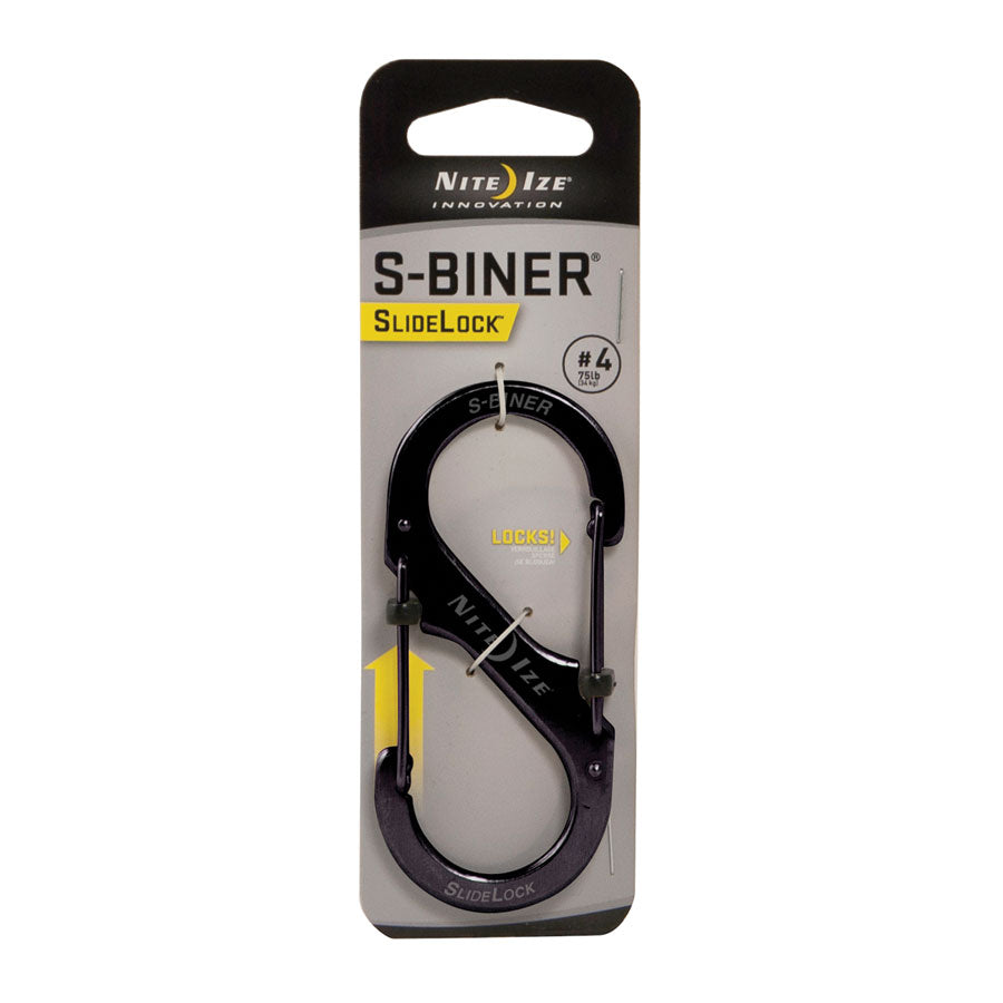 Nite-Ize S-Biner SlideLock #4 Steel Black Black Gear Australia by G8