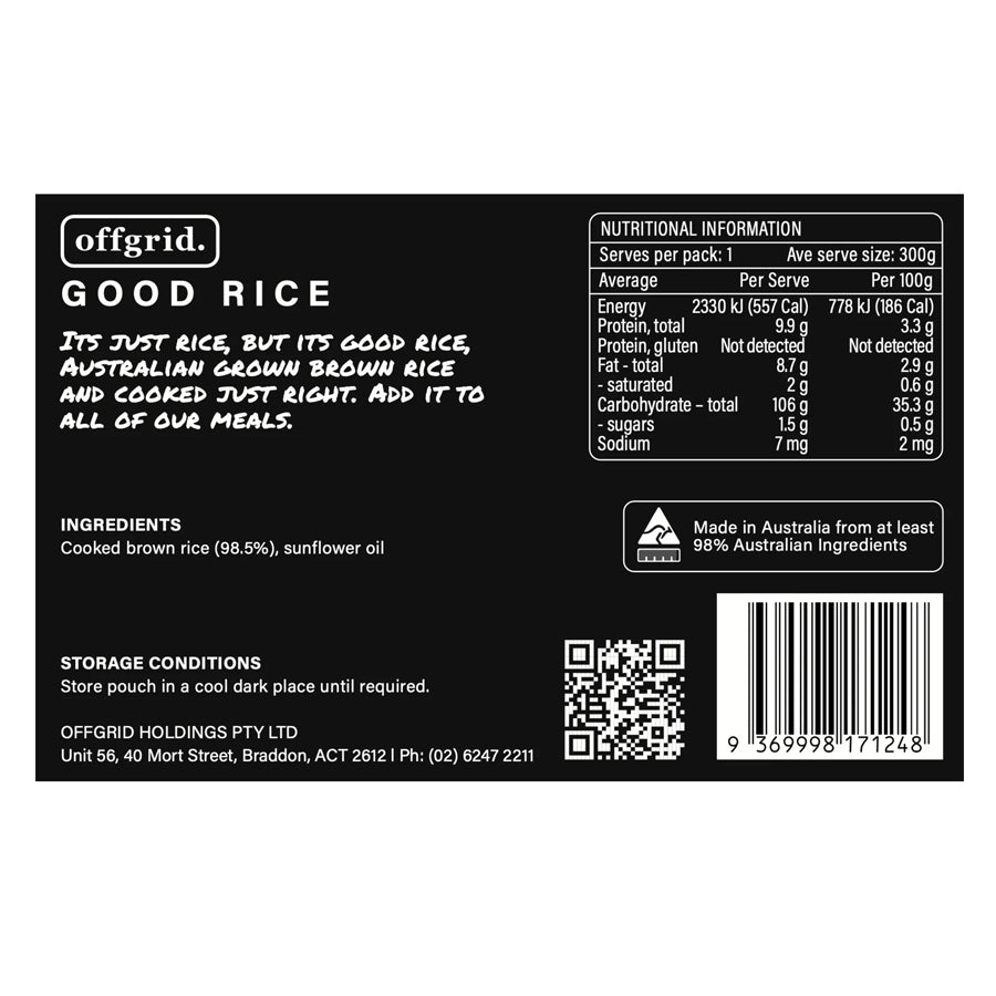 OFFGRID PROVISIONS Good Rice - Heat & Eat Meal Gear Australia by G8