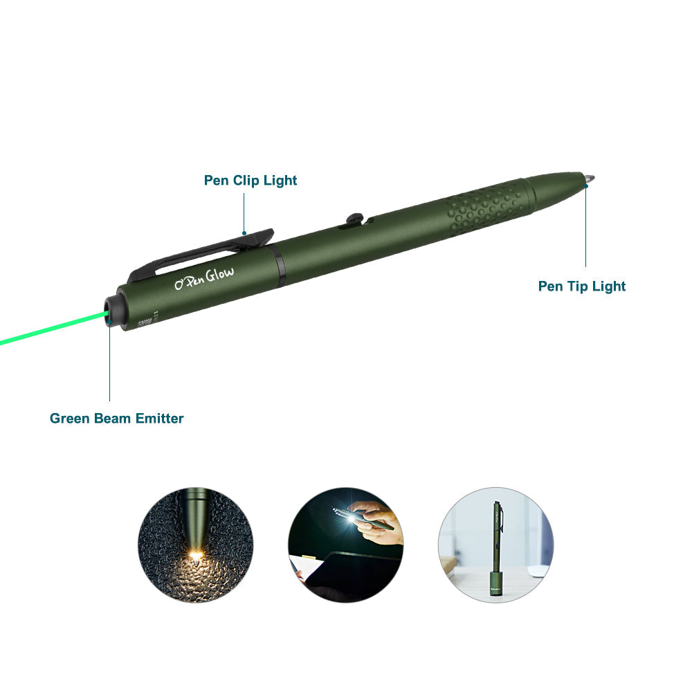 Olight Open Glow Max.120 Lumens Rechargeable EDC Penlight with Green Laser