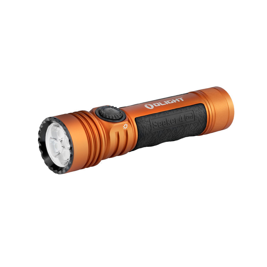 Olight Seeker 4 Pro Powerful Rechargeable Led Torch Orange Cool White: 5700-6700K Gear Australia by G8